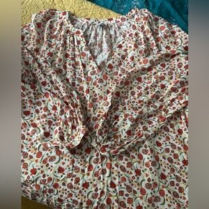 Old Navy Top Womens Large Floral Colorful peasant top EUC
